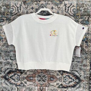 Champion Women's Cropped Tee White Size S Mesh Short Sleeve New With Tags